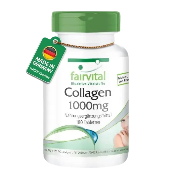 Collagen 1000mg - 180 Tabletten - mit Vitamin C uvm. - für Immunsystem, Kollagenbildung - Hochdosiert | Fairvital Collagen 1000mg - 180 Tabletten - mit Vitamin C uvm. - für Immunsystem, Kollagenbildung - Hochdosiert | Fairvital