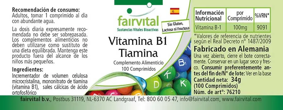 Vitamine B-1 Thiamine - 100 tabletten