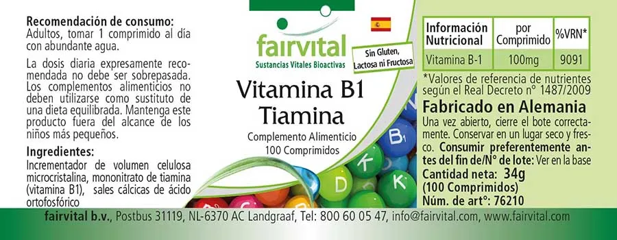 Vitamina B1 Tiamina – 100 compresse