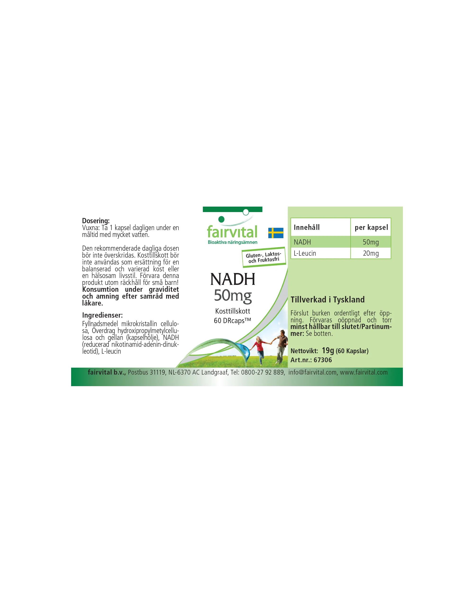 NADH 50mg - 60  DRCaps™ - Coenzym 1 - Hochdosiert und Vegan | Fairvital
