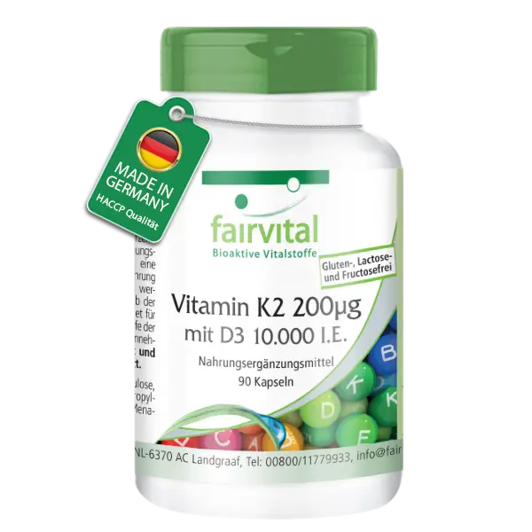 Vitamin K2 200µg with D3 10000 I.U. - 90 Capsules