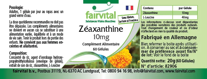 Zeaxantina 10mg - 60 cápsulas