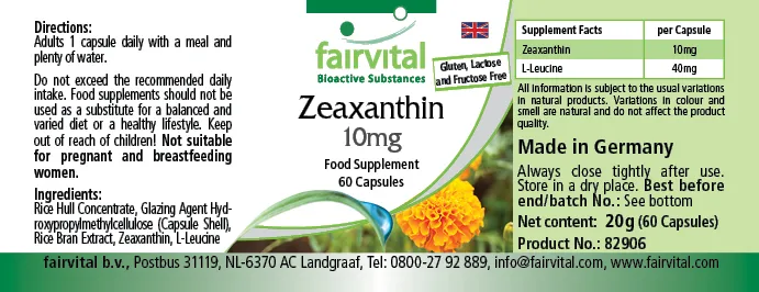 Zeaxantina 10mg - 60 cápsulas