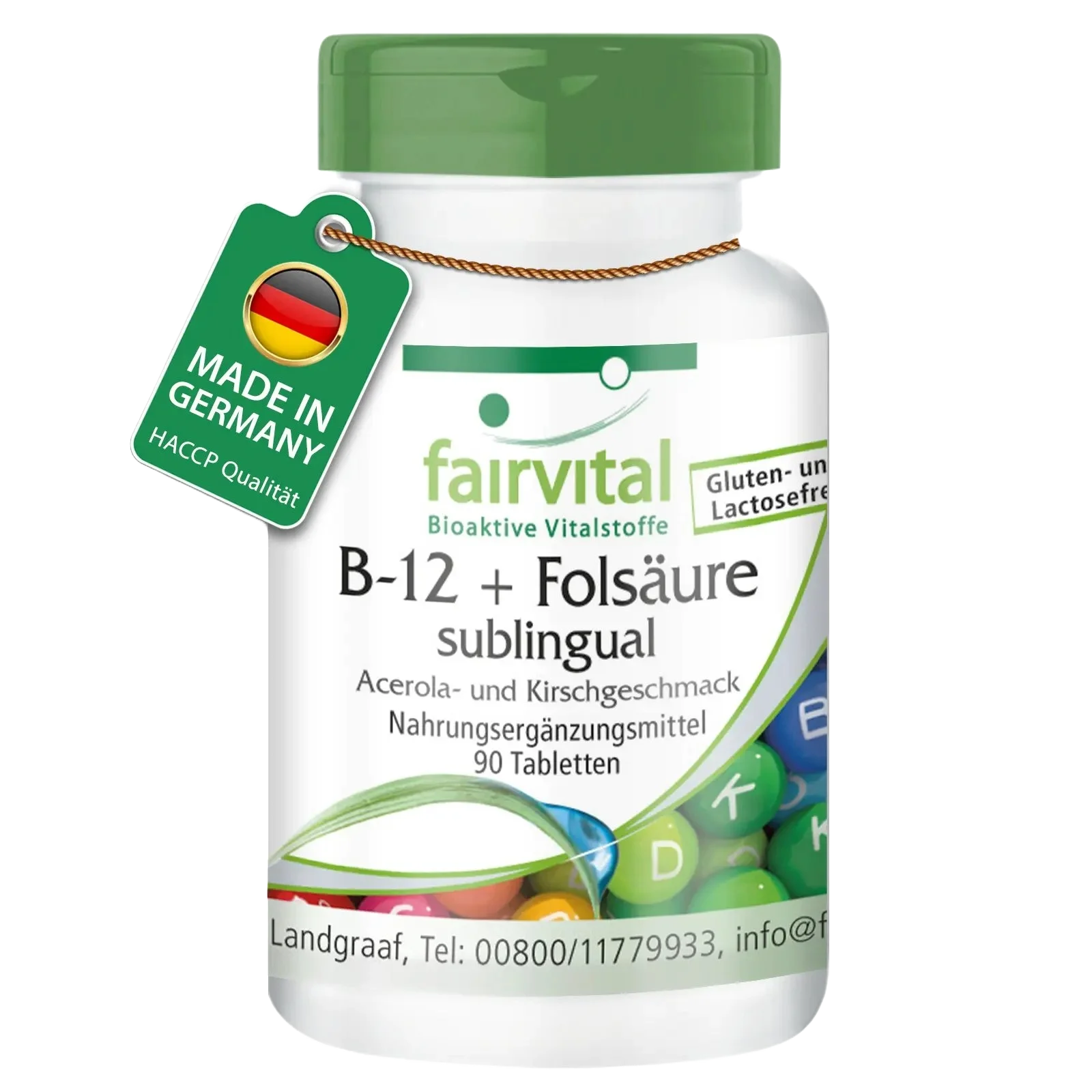 B-12 und Folsäure sublingual - 90 Tabletten - mit Vitamin C - für Immunsystem, gegen Müdigkeit uvm.| Fairvital B-12 und Folsäure sublingual - 90 Tabletten - mit Vitamin C - für Immunsystem, gegen Müdigkeit uvm.| Fairvital