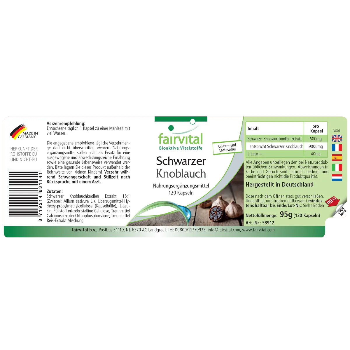 Schwarzer Knoblauch 600mg - 120 Kapseln - 15-fach konzentrierter Extrakt - Vegan | Fairvital Schwarzer Knoblauch 600mg - 120 Kapseln - 15-fach konzentrierter Extrakt - Vegan | Fairvital