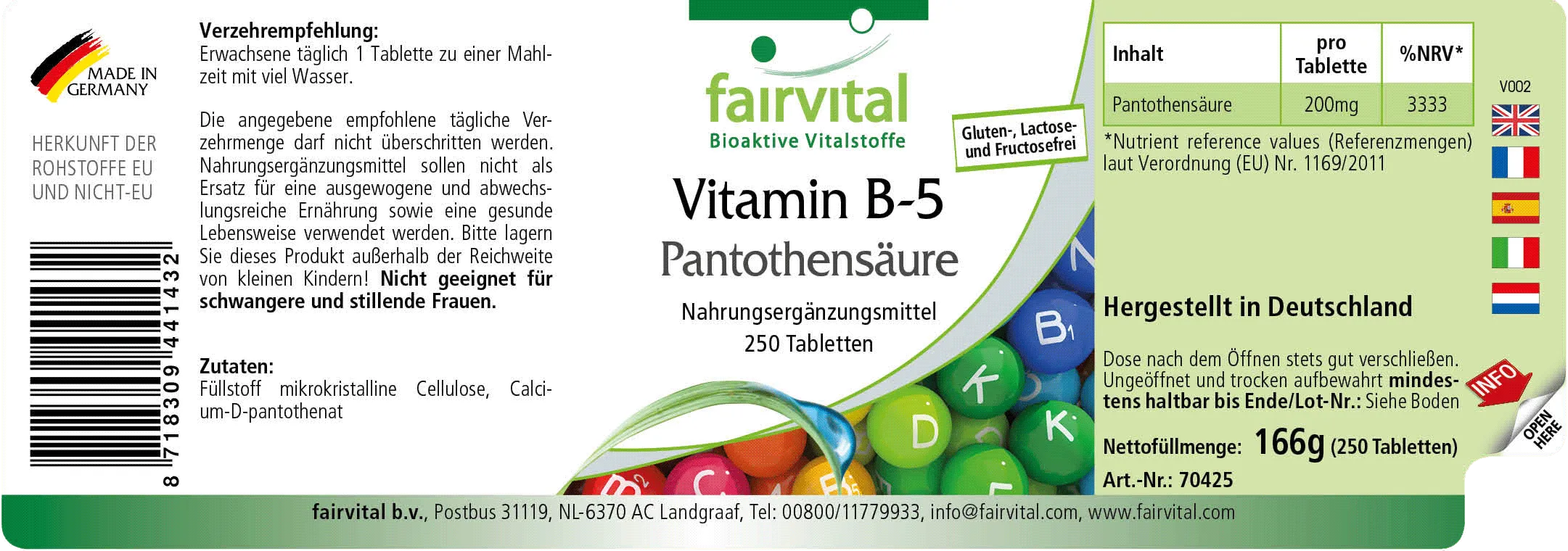 Vitamin B5 Pantothenic Acid 200mg – 250 Tablets Vitamin B5 Pantothenic Acid 200mg – 250 Tablets