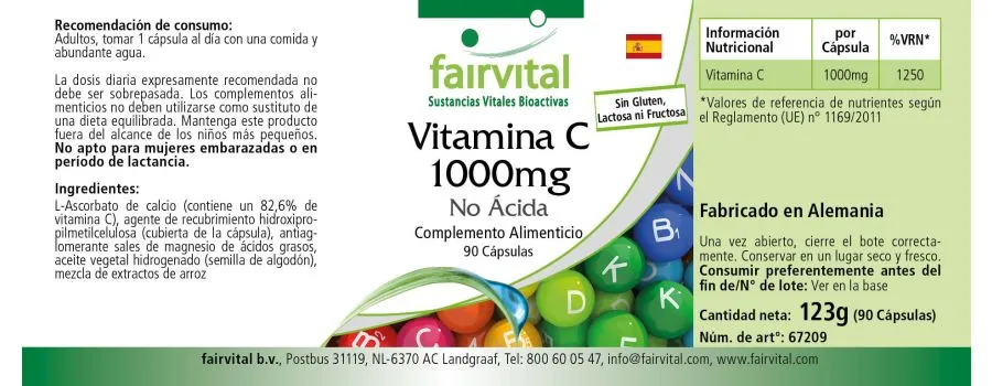 Vitamine C 1000mg tamponnée - 90 gélules