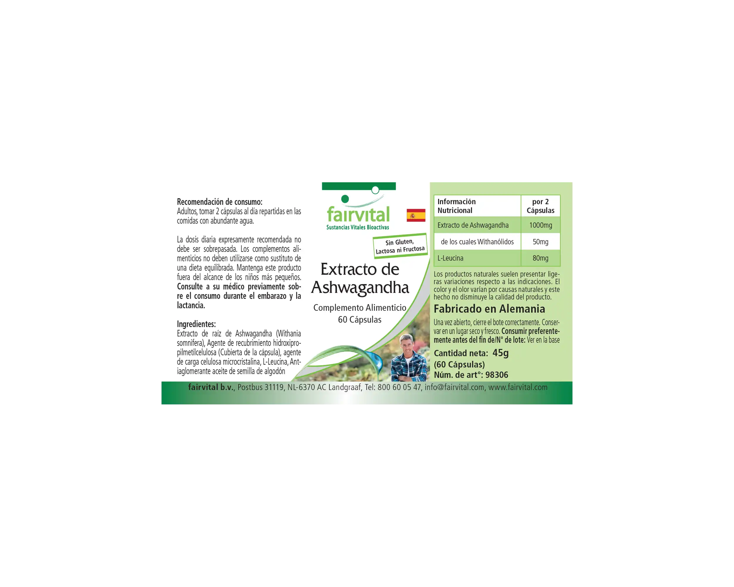 Extracto de Ashwagandha  500mg - 60 Cápsulas