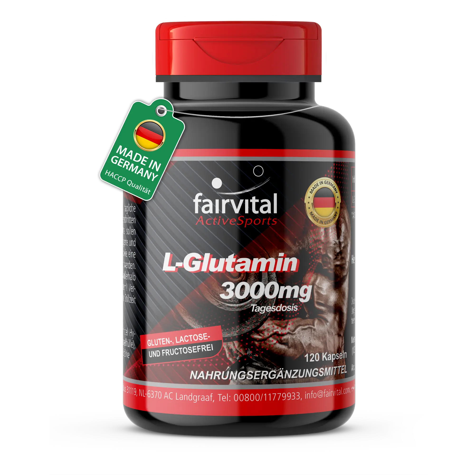 L-glutamina 3000 mg - 120 cápsulas - alta dosis - vegano - aminoácido en forma libre | Fairvital