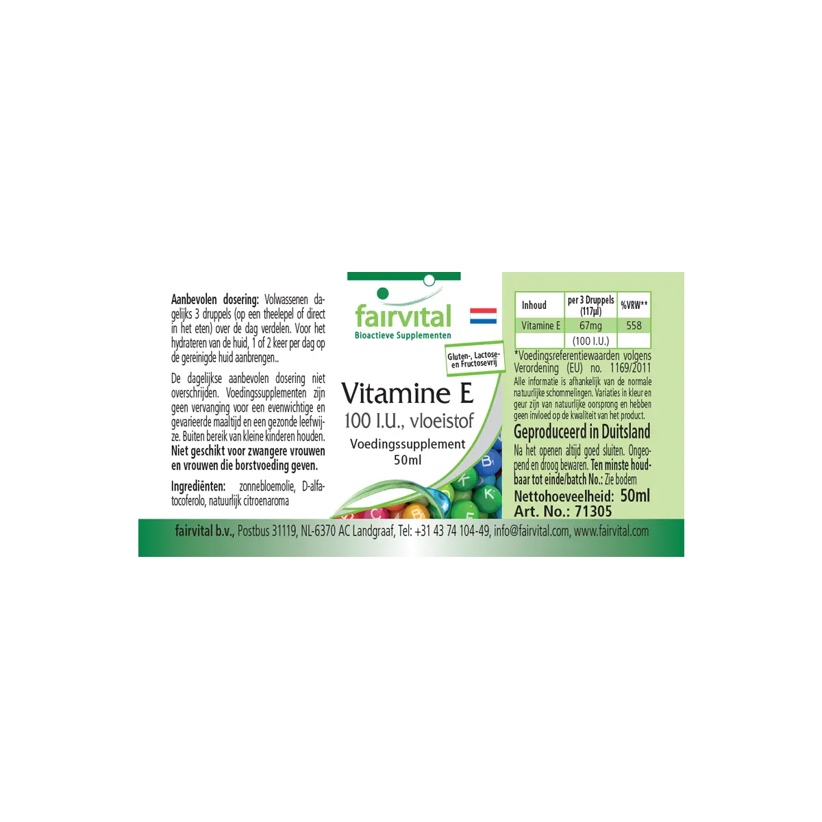 Huile de Vitamine E 100 U.I. par 3 gouttes - 50ml