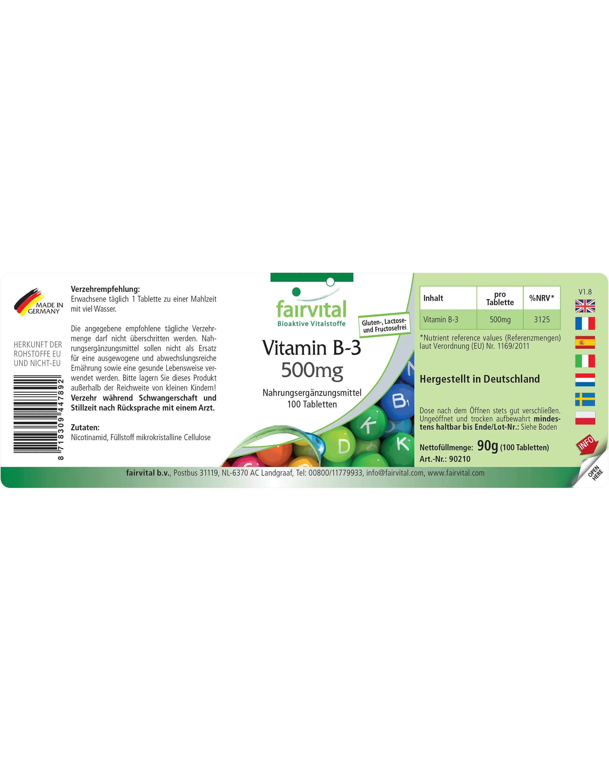 Vitamin B3 500mg – 100 Tablets