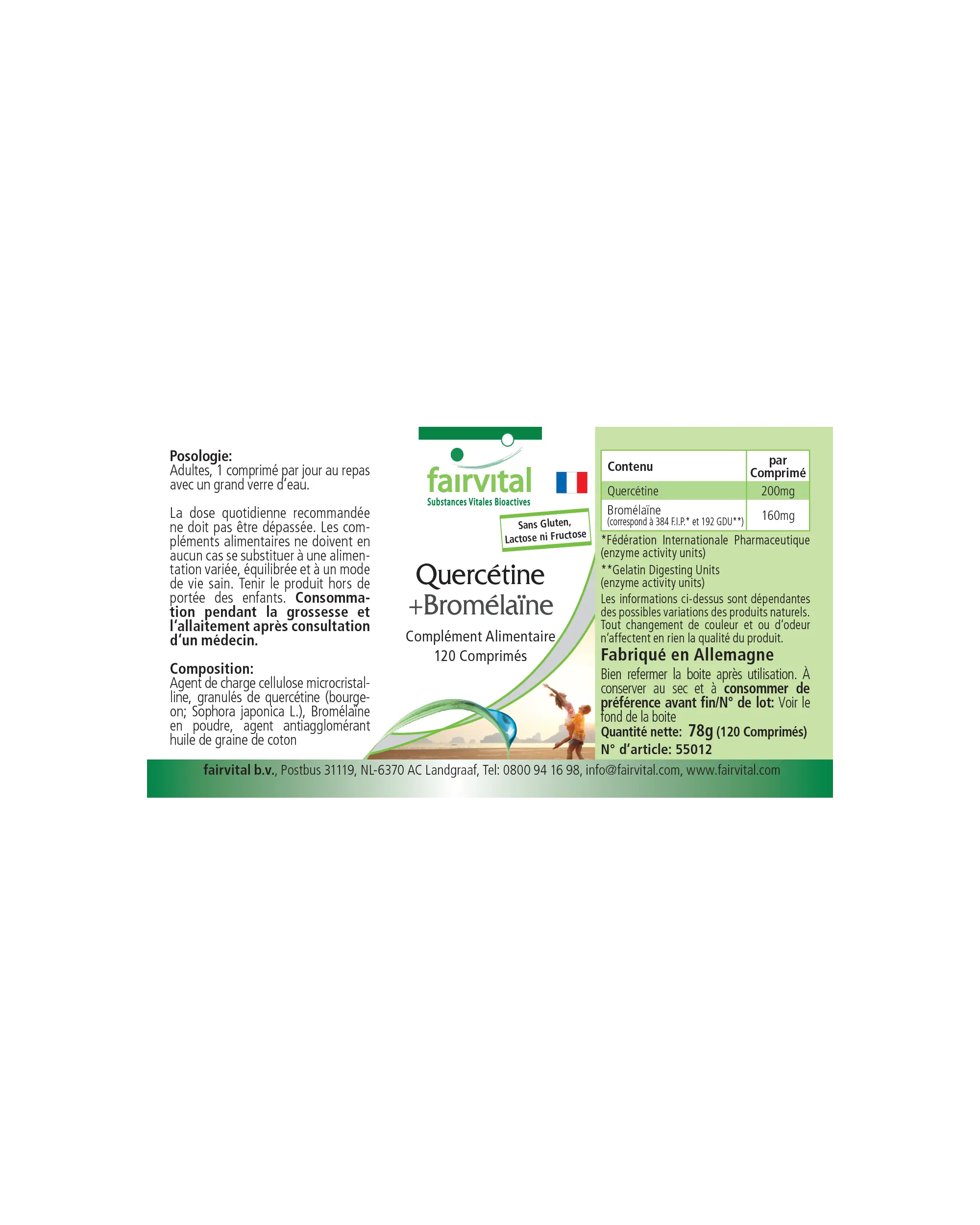 Quercetina + Bromelina - 120 compresse - Alto dosaggio e vegano | Fairvital