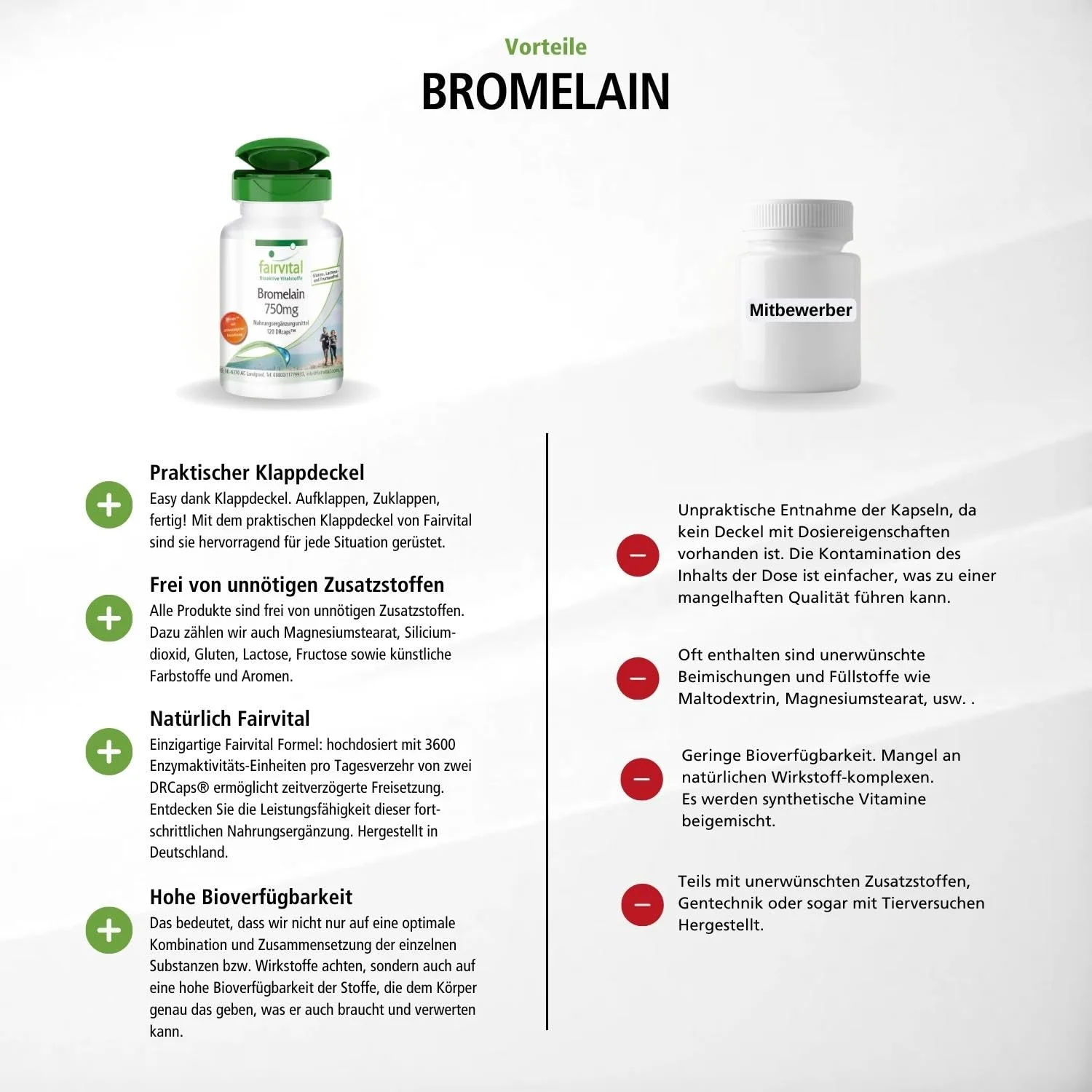 Bromelain 750mg - 120 DRCaps™ - Ananasenzym - Hochdosiert und Vegan | Fairvital