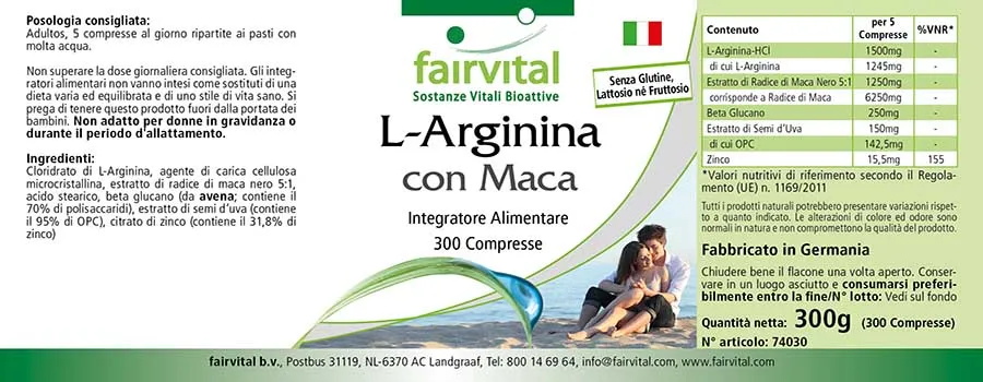 L-Arginine avec Maca – 300 comprimés