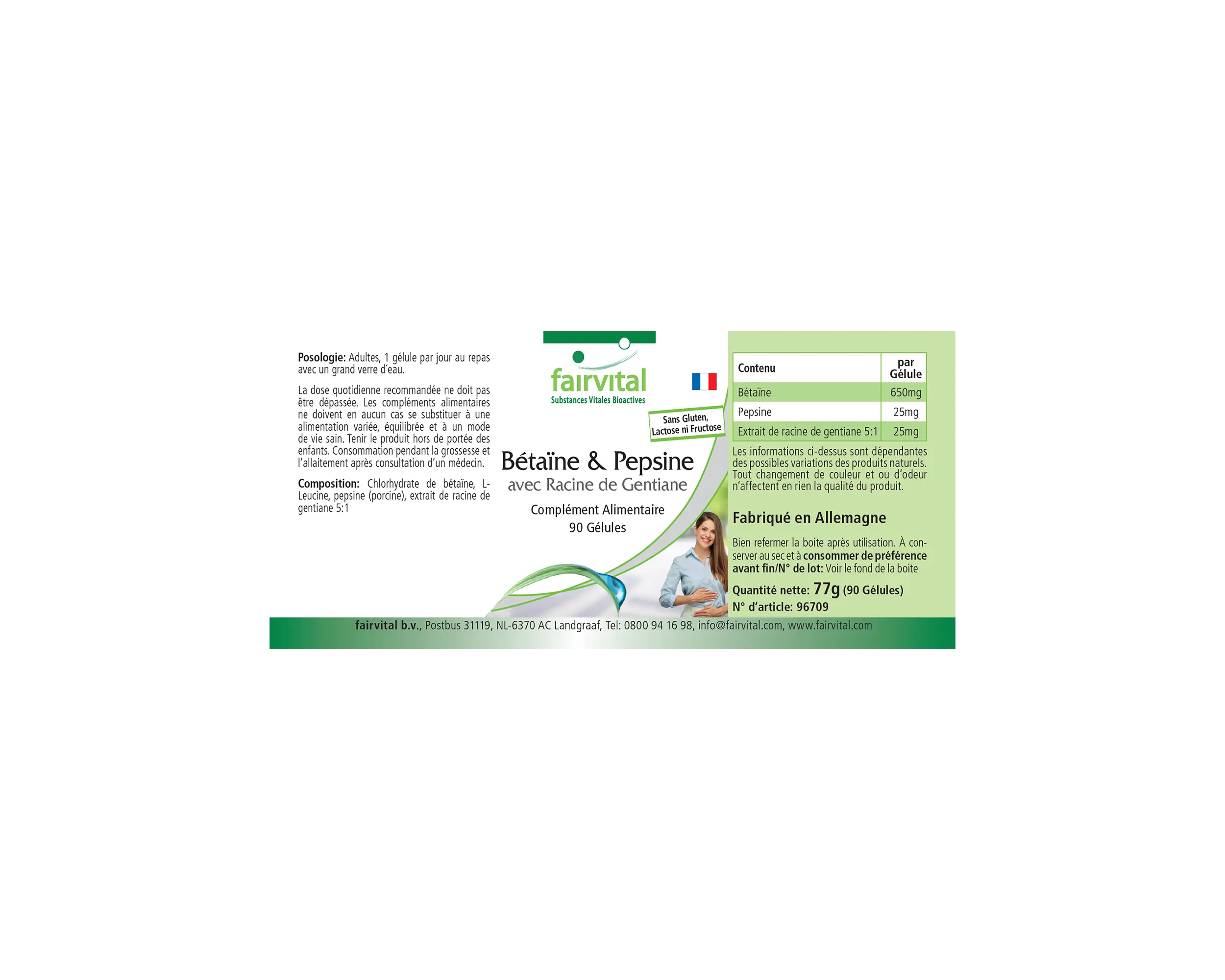 Betain & Pepsin mit Enzianwurzel - 90 Kapseln - schluckfreundlich | Fairvital