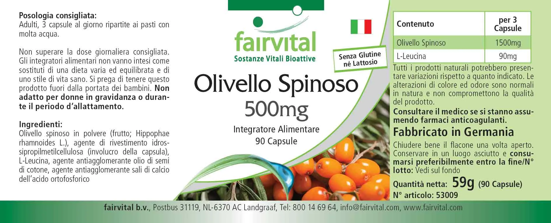 Olivello spinoso 500mg - 90 capsule
