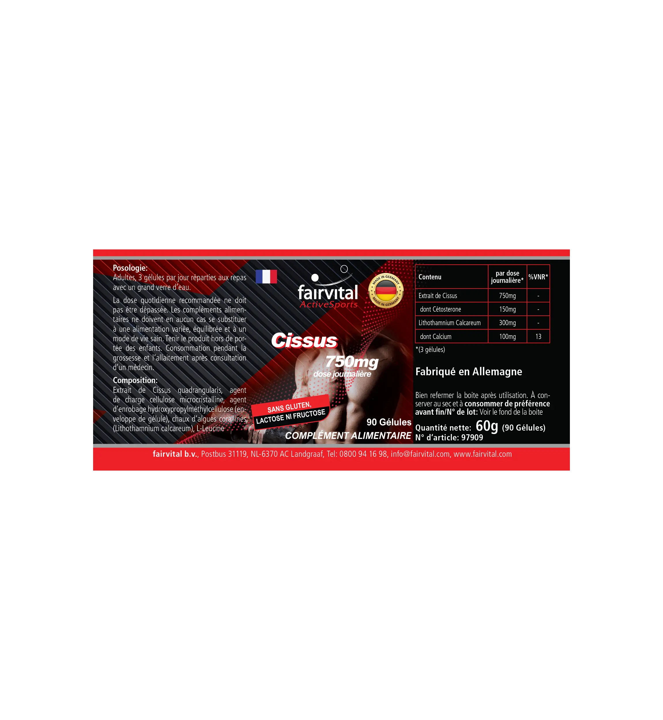 Cissus 750mg Tagesdosis - 90 Kapseln - Cissus Quadrangularis - hochdosiert und vegan | Fairvital