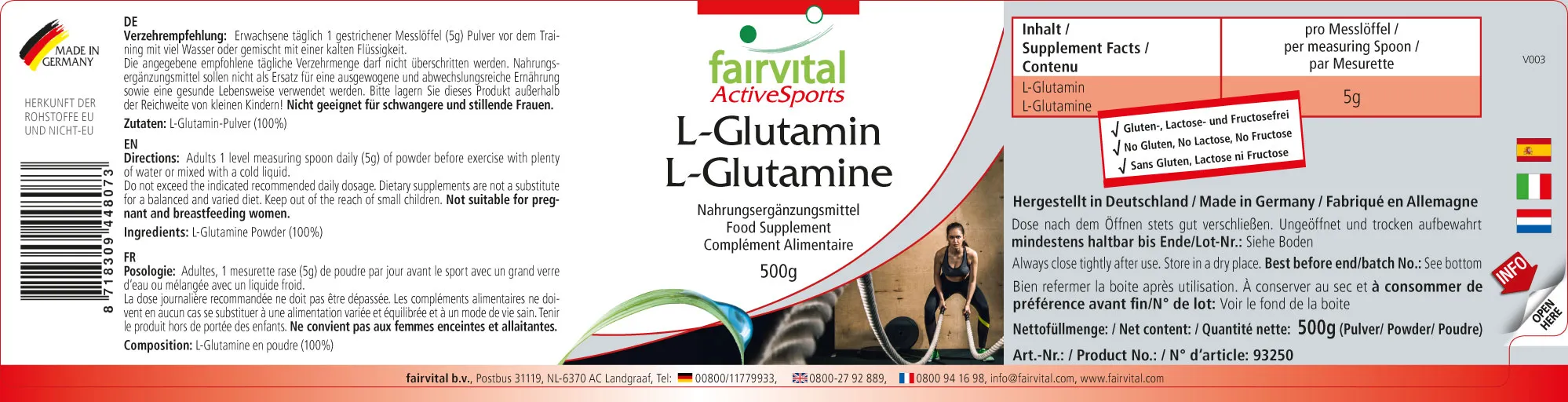 L-glutamine - 500g poeder