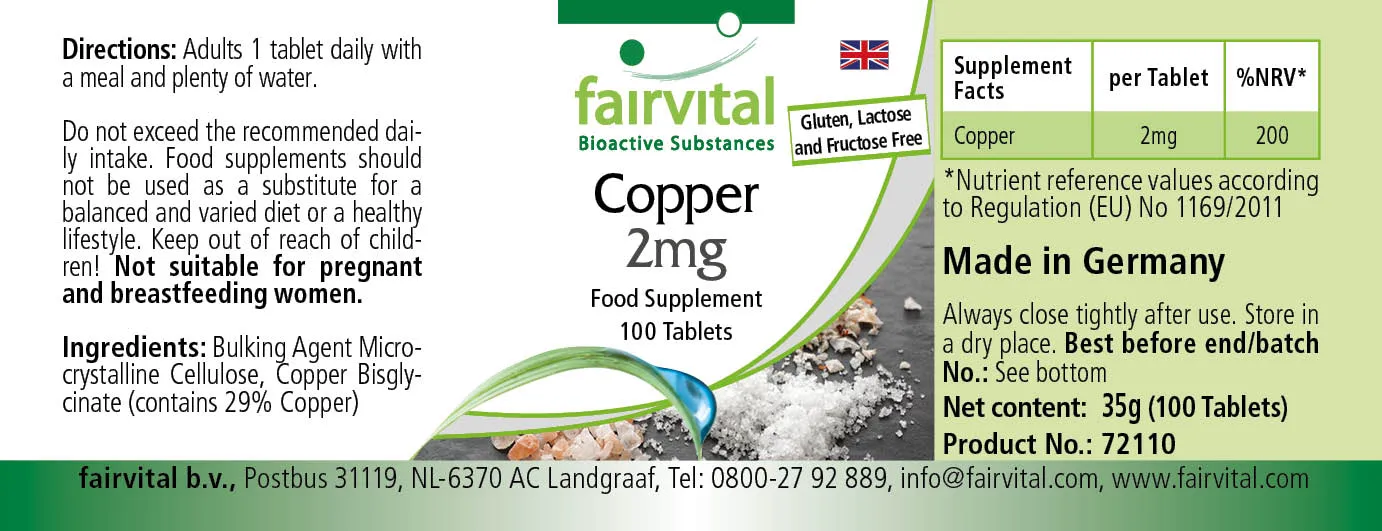 Copper 2mg - 100 Tablets Copper 2mg - 100 Tablets
