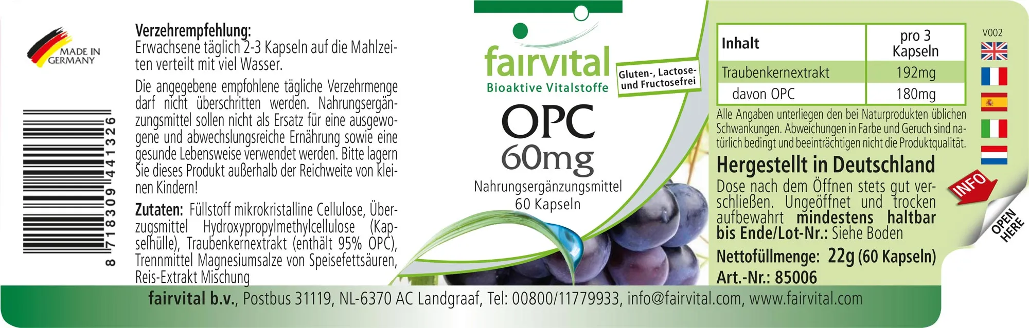 OPC 60mg - 60 Kapseln - oligomere Proanthocyanidine - Hochdosiert und Vegan | Fairvital OPC 60mg - 60 Kapseln - oligomere Proanthocyanidine - Hochdosiert und Vegan | Fairvital