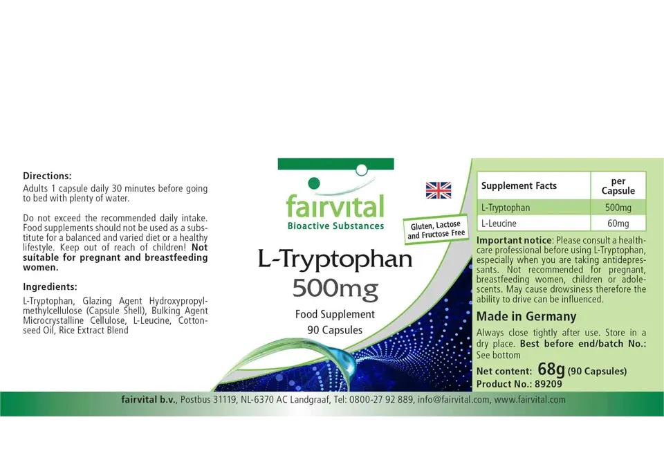 L-tryptophan 500mg - 90 capsules