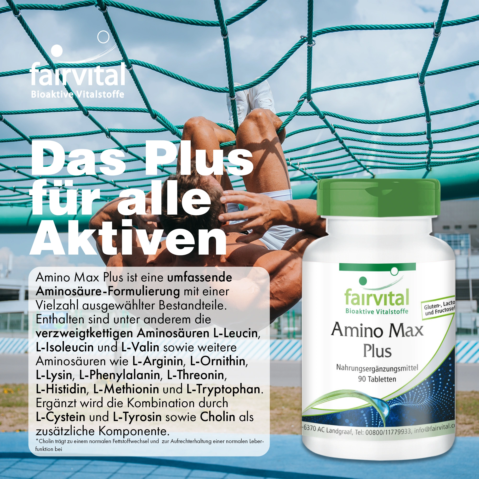 Amino Max Plus -für Leberfunktion und Fettstoffwechsel - 90 Tabletten - Hochdosiert und Vegan | Fairvital