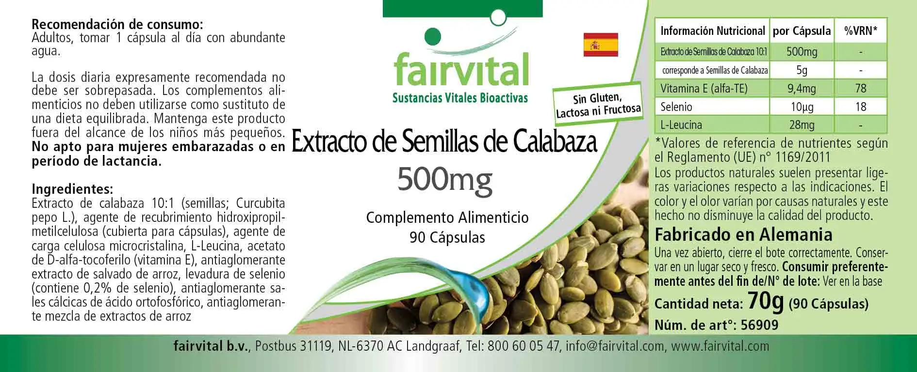 Estratto di semi di zucca 500 mg