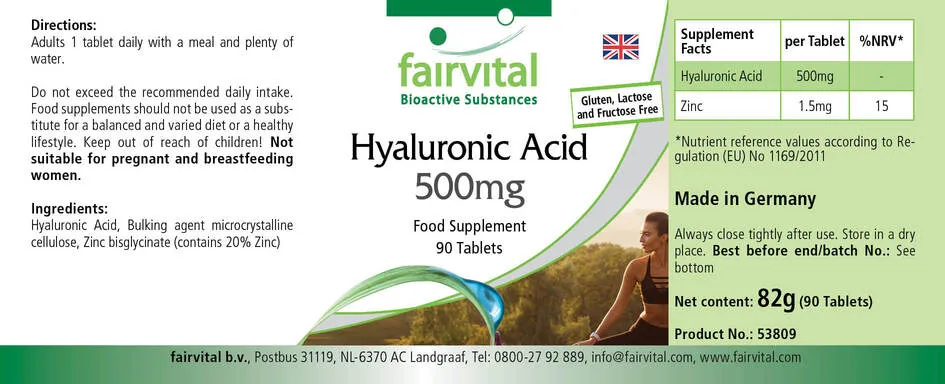 Hyaluronsäure Tabletten met Zink 90 Tabletten
