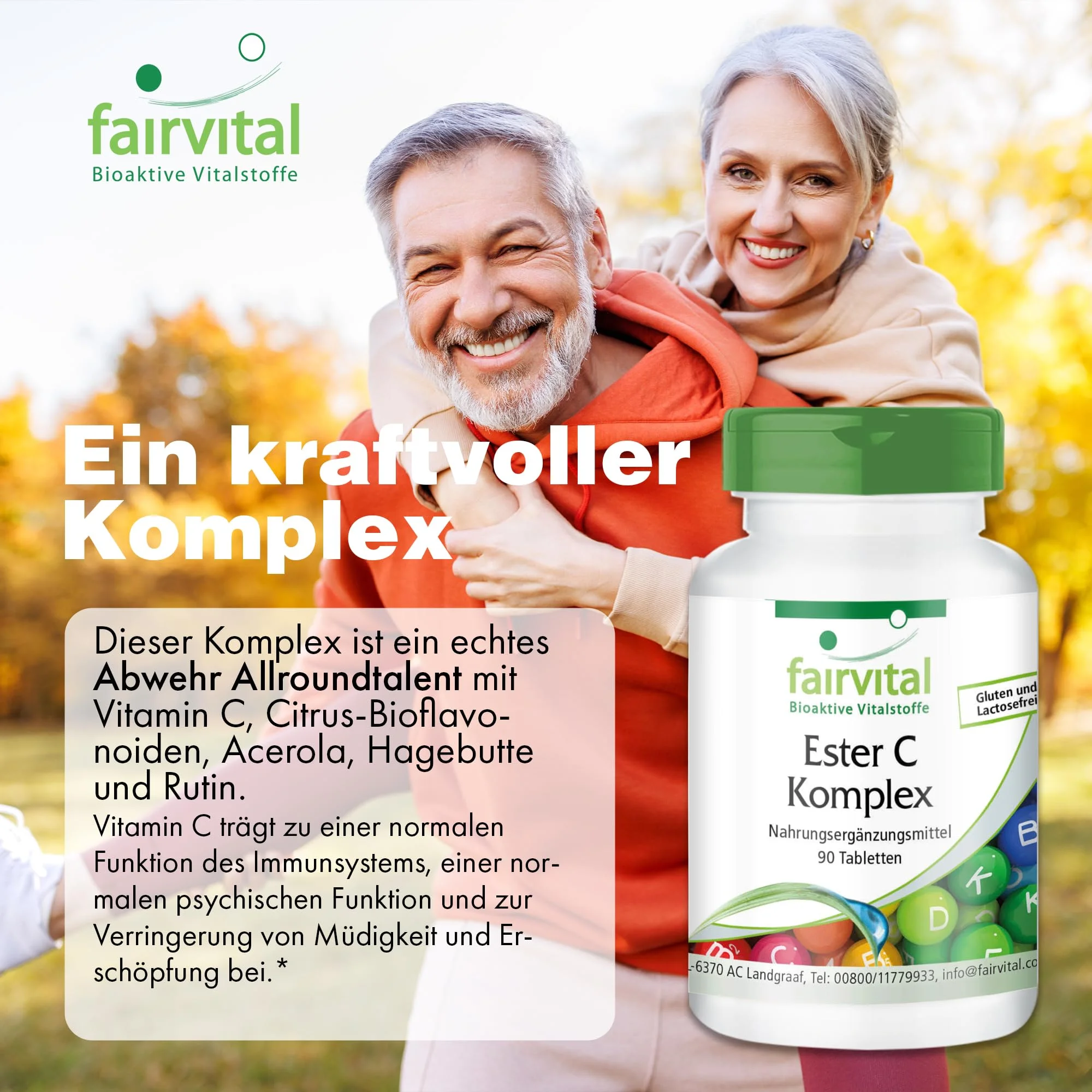 Ester C Komplex - 90 Tabletten -  gepuffertes Vitamin C (magenfreundlich) - für Immunsystem, Kollagenbildung uvm. - schluckfreundlich | Fairvital