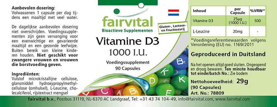 Vitamine D3 1000 U.I. - 90 gélules