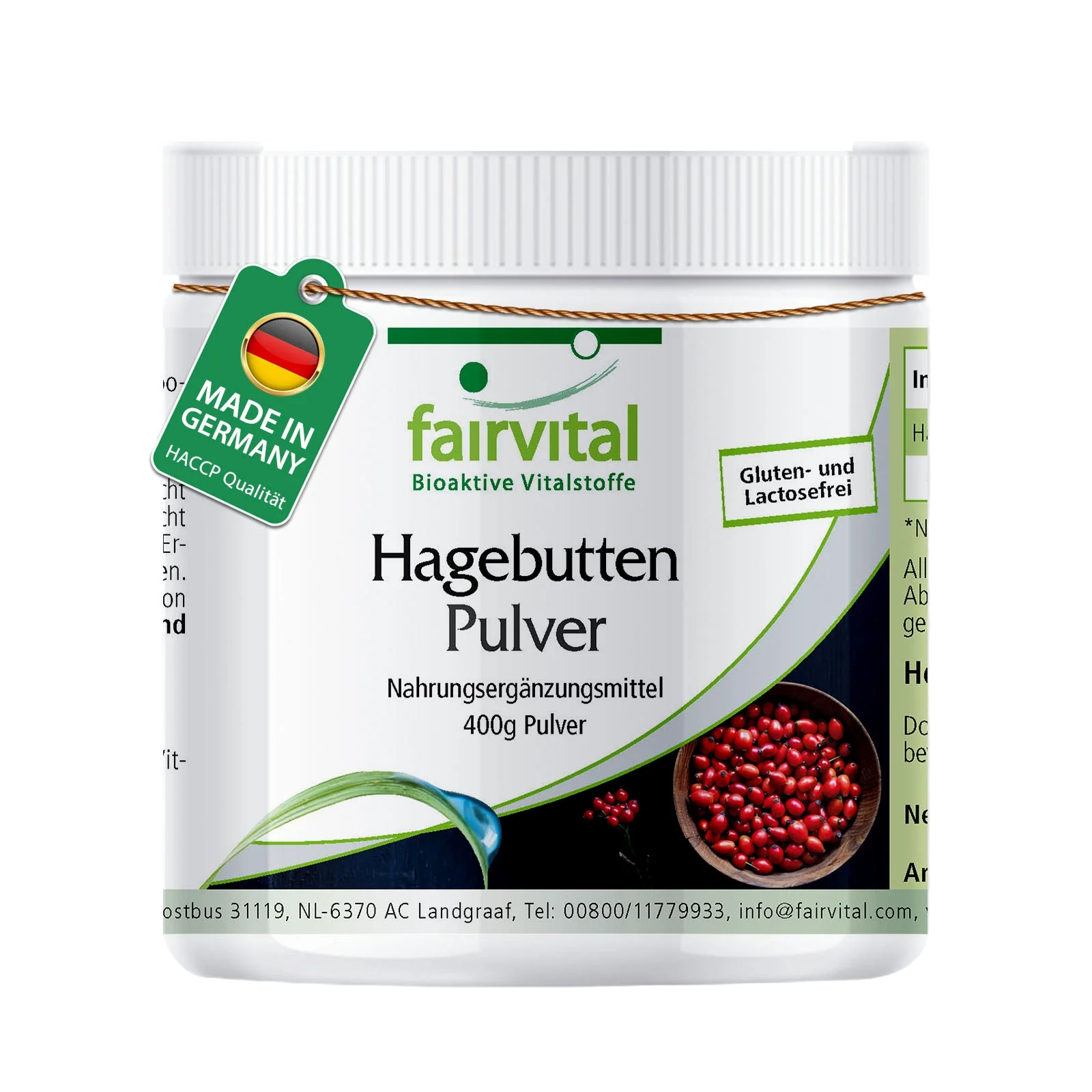Hagebutten Pulver 400g - mit Vitamin C - für Immunsystem, Kollagenbildung uvm, | Fairvital Hagebutten Pulver 400g - mit Vitamin C - für Immunsystem, Kollagenbildung uvm, | Fairvital