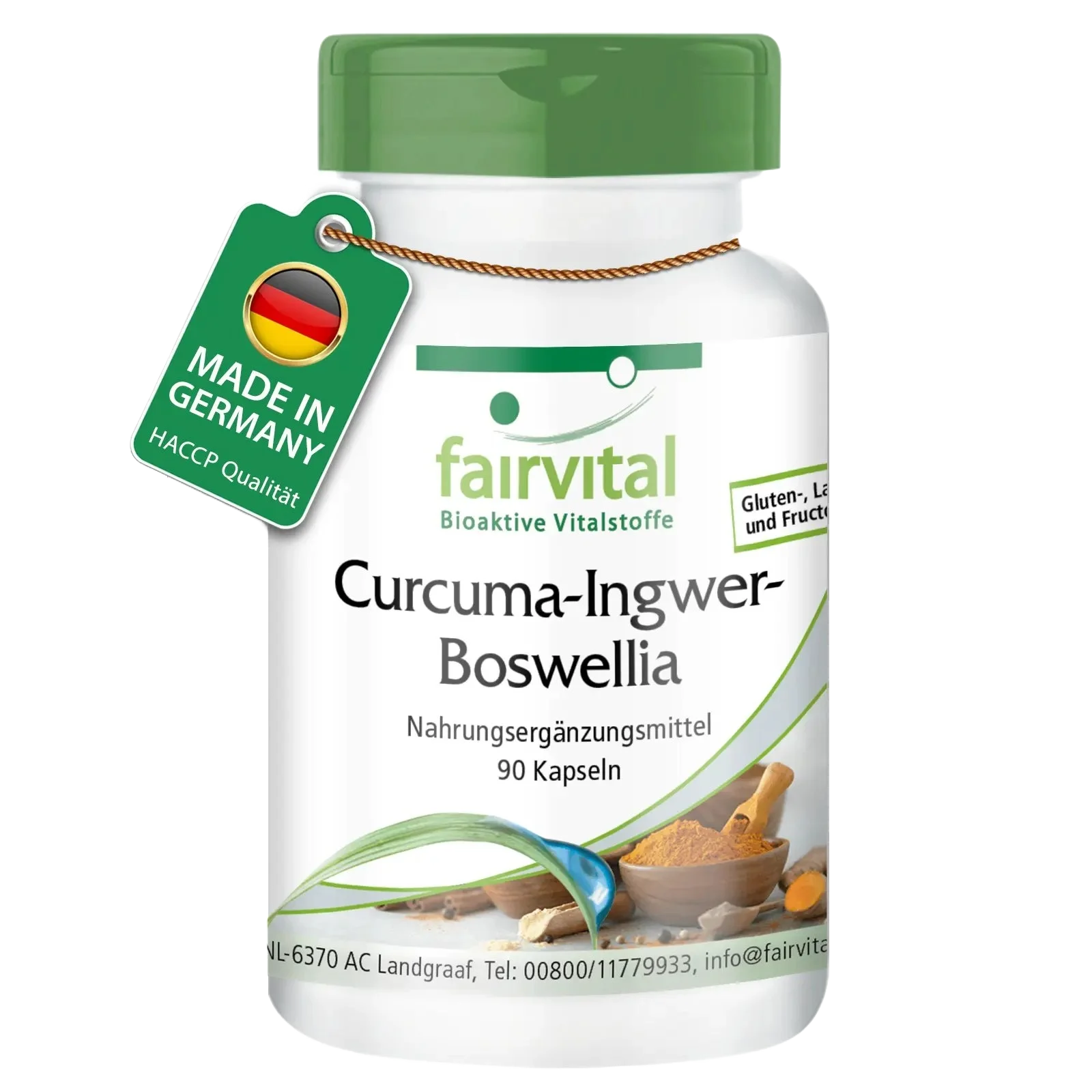 Curcuma - Ingwer - Boswellia - 90 Kapseln - mit Vitamin C - für Immunsystem, Kollagenbildung uvm. - Vegan | Fairvital Curcuma - Ingwer - Boswellia - 90 Kapseln - mit Vitamin C - für Immunsystem, Kollagenbildung uvm. - Vegan | Fairvital