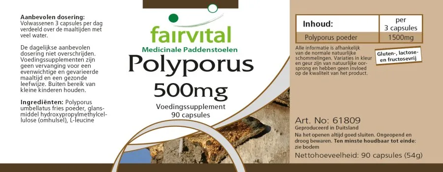 Polyporus - de zuivere paddenstoel 500mg - 90 capsules