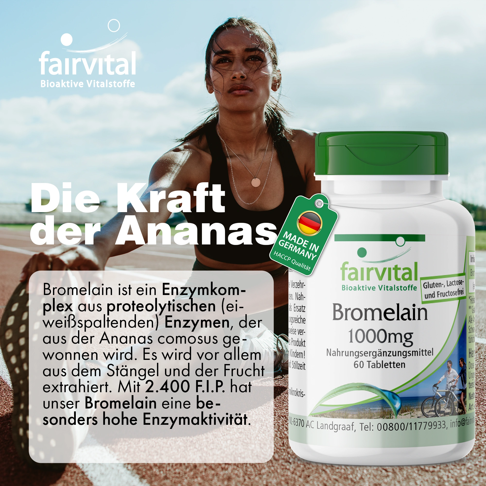Bromelain 1000mg - 60 Tabletten - 1200 F.I.P. - Ananasenzym - vegan | Fairvital
