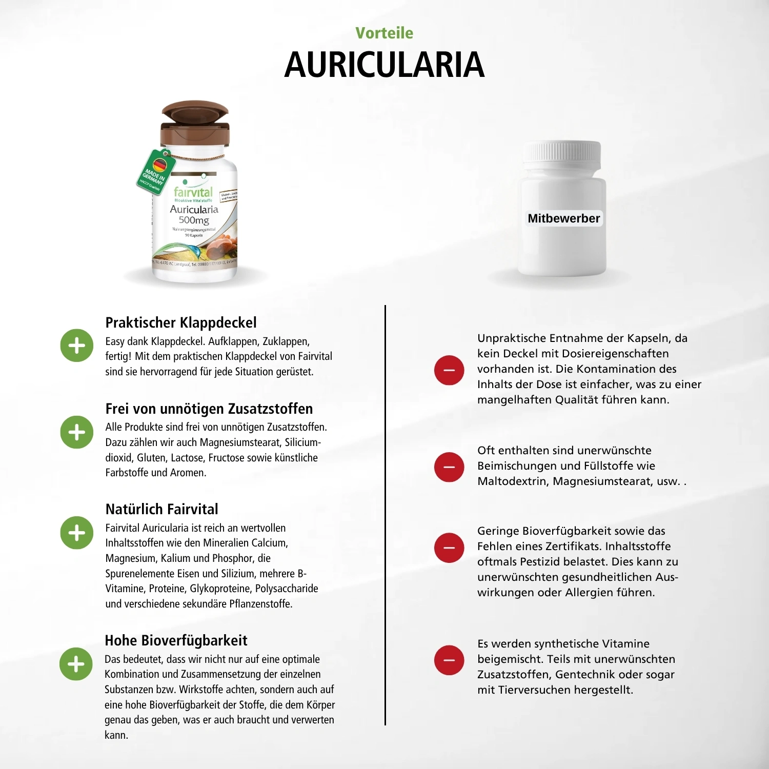 Auricularia 500mg - 90 Kapseln - Schluckfreundlich - Hochdosiert und vegan | Fairvital