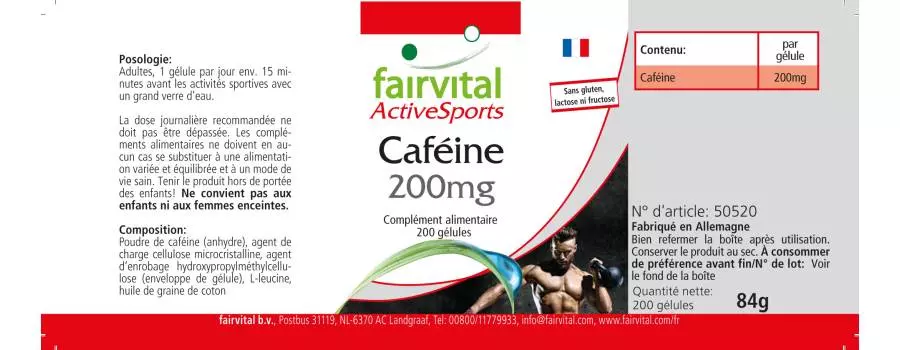 Koffein 200mg - 200 Kapseln - Hochdosiert und Vegan | Fairvital Koffein 200mg - 200 Kapseln - Hochdosiert und Vegan | Fairvital