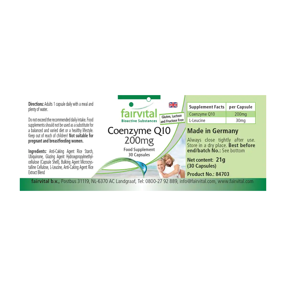 Co-Enzym Q10 200mg - 30 Kapseln - CoQ10 Ubiquinon Kapseln - Hochdosiert und Vegan | Fairvital Co-Enzym Q10 200mg - 30 Kapseln - CoQ10 Ubiquinon Kapseln - Hochdosiert und Vegan | Fairvital