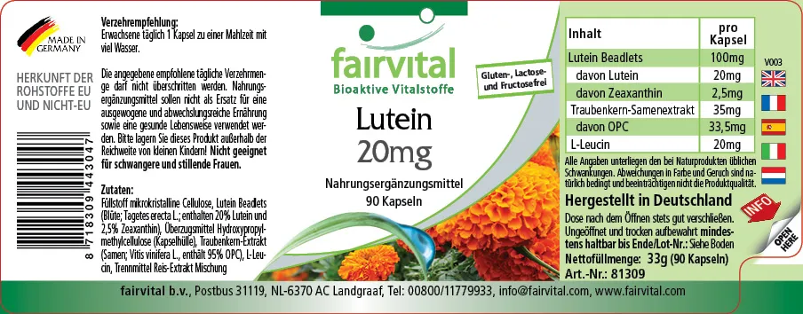 Luteïne 20mg micro-ingekapseld - 90 capsules