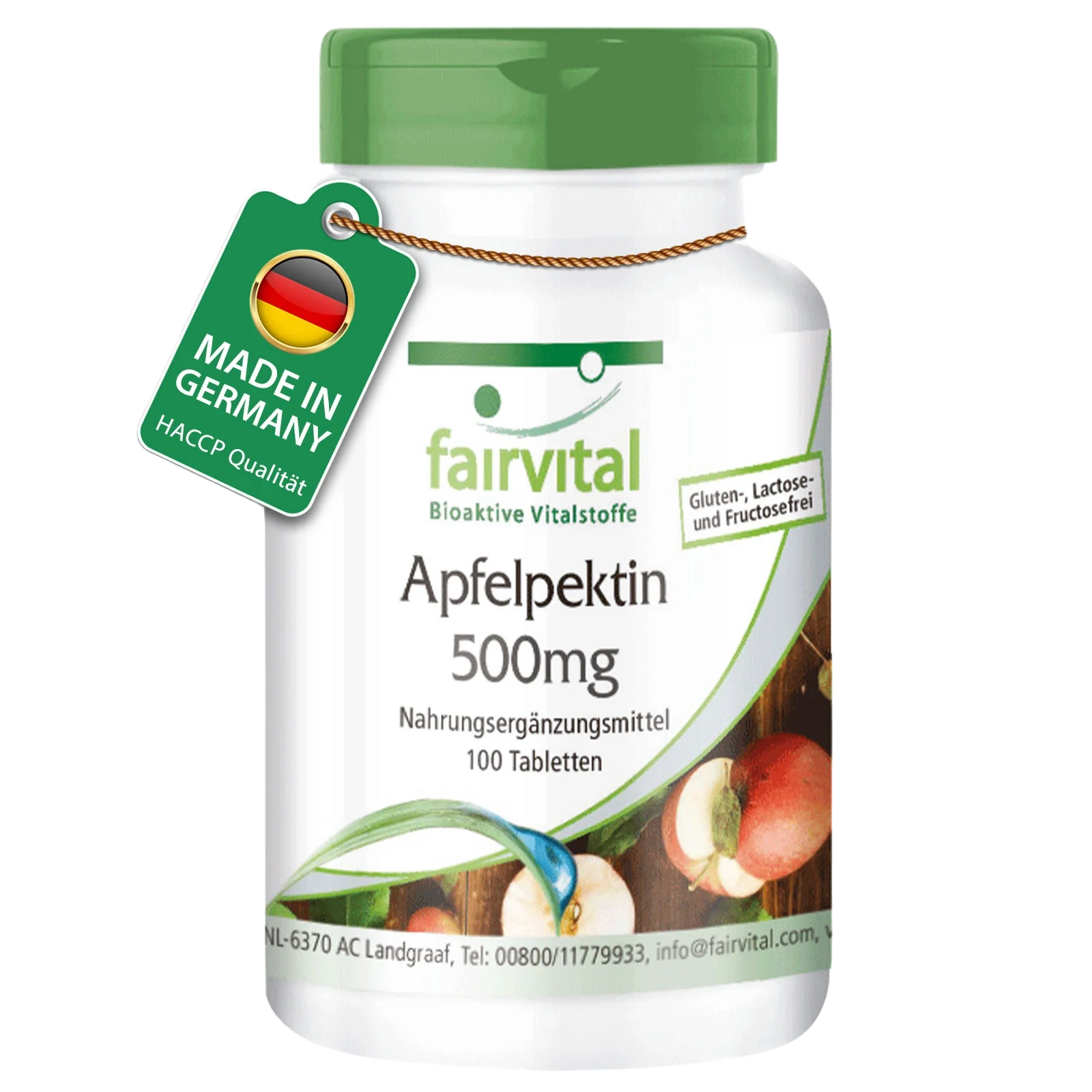 Apfelpektin 500mg - 100 Tabletten - mit Vitamin C, Calcium - für Knochen, Immunsystem uvm. - Vegan | Fairvital Apfelpektin 500mg - 100 Tabletten - mit Vitamin C, Calcium - für Knochen, Immunsystem uvm. - Vegan | Fairvital