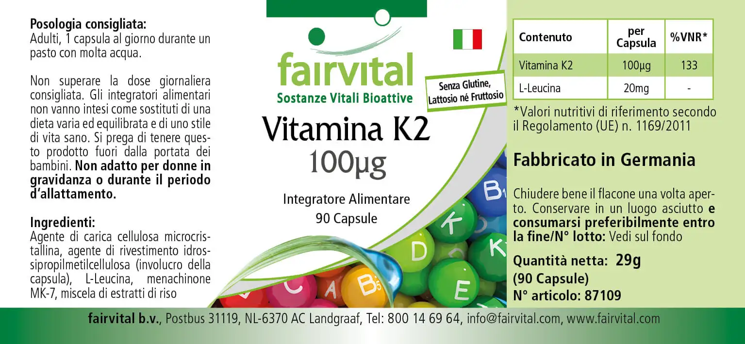 Vitamine K2 100µg - 90 gélules