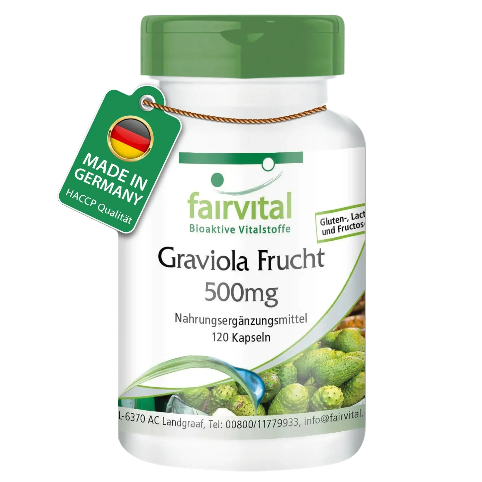 Graviola Frucht 500mg - 120 Kapseln - Hochdosiert und Vegan | Fairvital Graviola Frucht 500mg - 120 Kapseln - Hochdosiert und Vegan | Fairvital