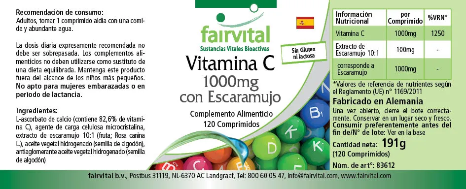 Vitamine C 1000mg met rozenbottel - 120 tabletten