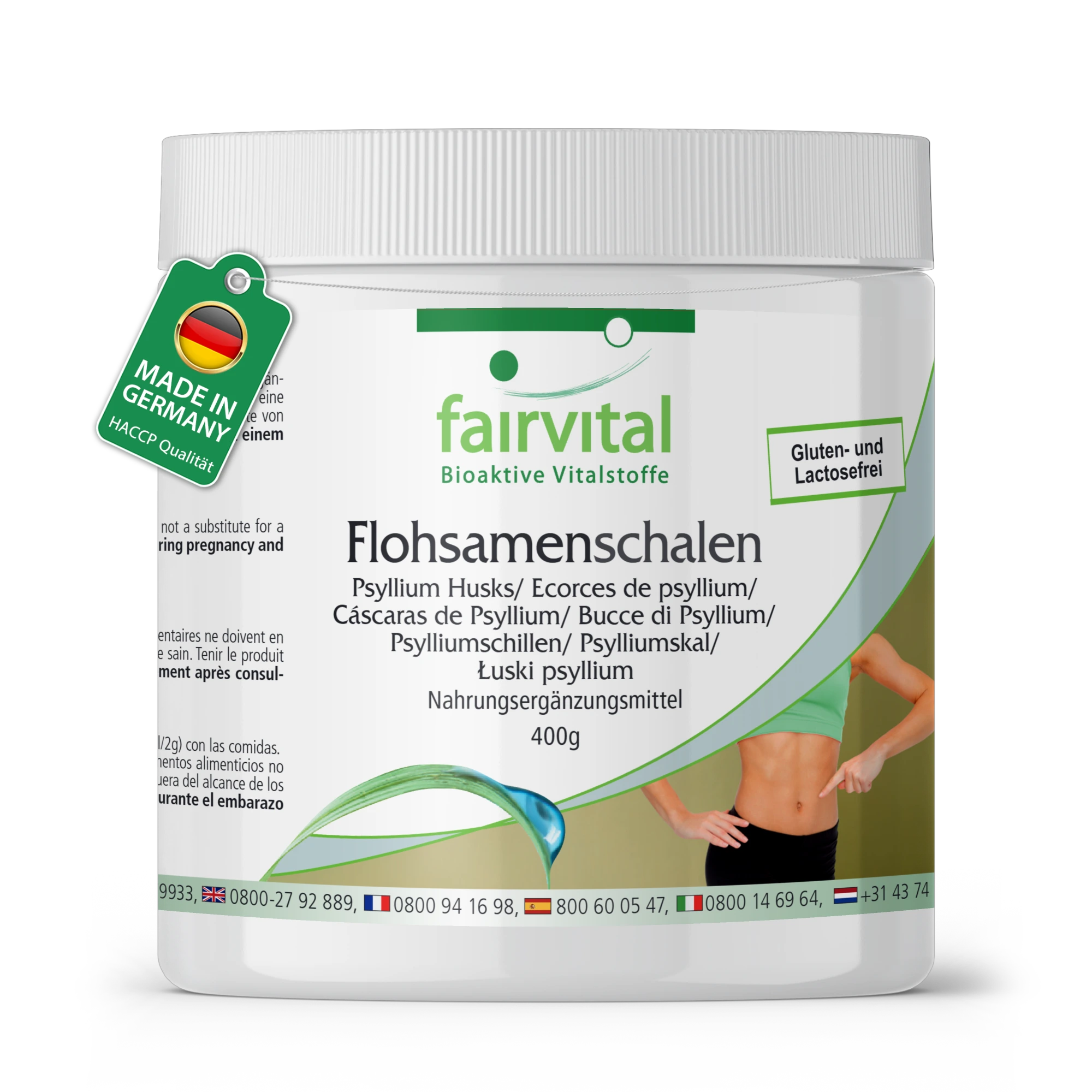 Flohsamenschalen - 400g Pulver - low-carb - ballaststoffreich - Psyllium Husks - hochdosiert und vegan | Fairvital