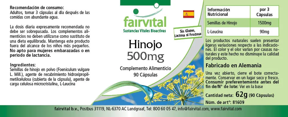 Fennel 500mg - 90 capsules