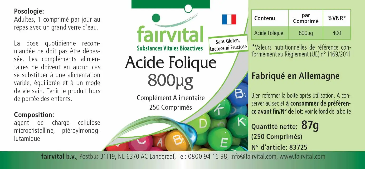 Acido folico 800µg – 250 compresse