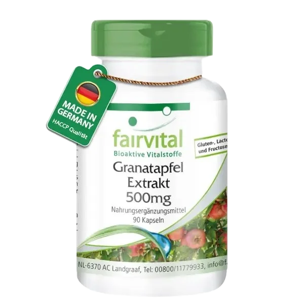 Granatapfel-Extrakt 500mg - 90 Kapseln - Hochdosiert und Vegan | Fairvital Granatapfel-Extrakt 500mg - 90 Kapseln - Hochdosiert und Vegan | Fairvital