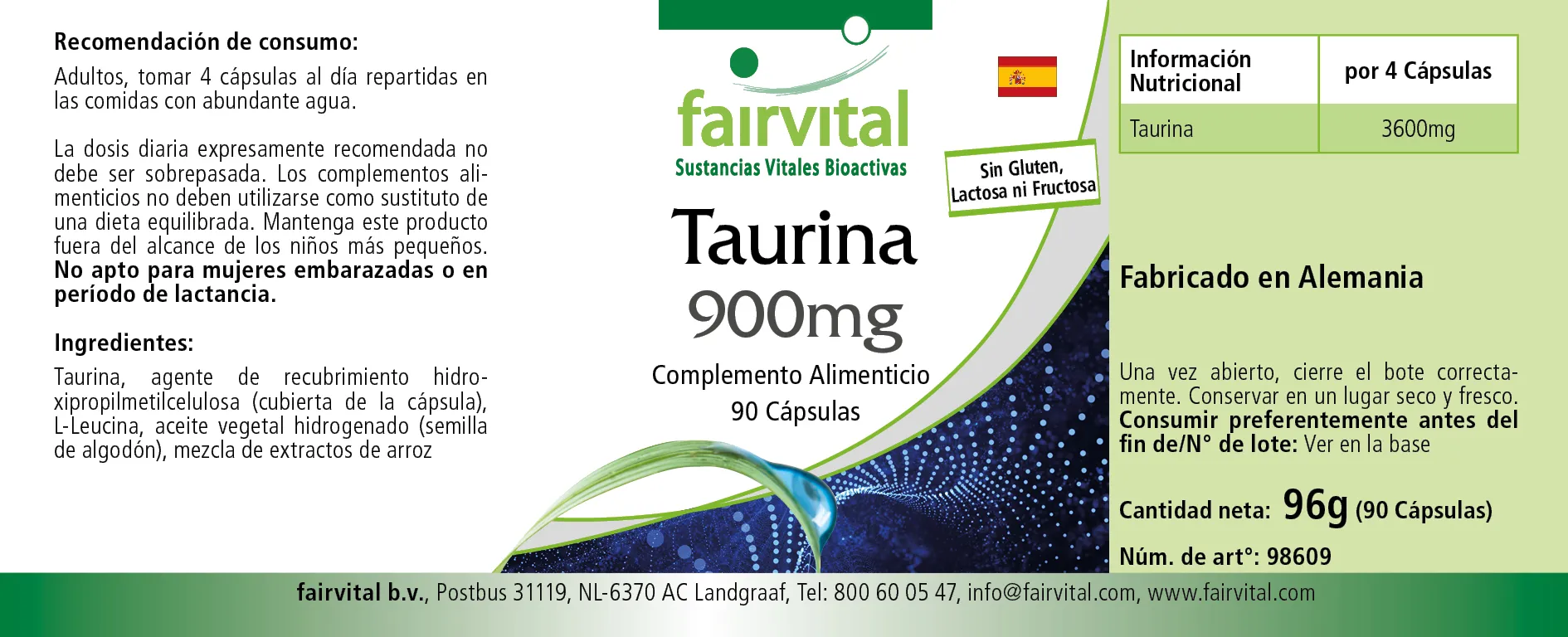 Taurine 900mg - 90 gélules Taurine 900mg - 90 gélules