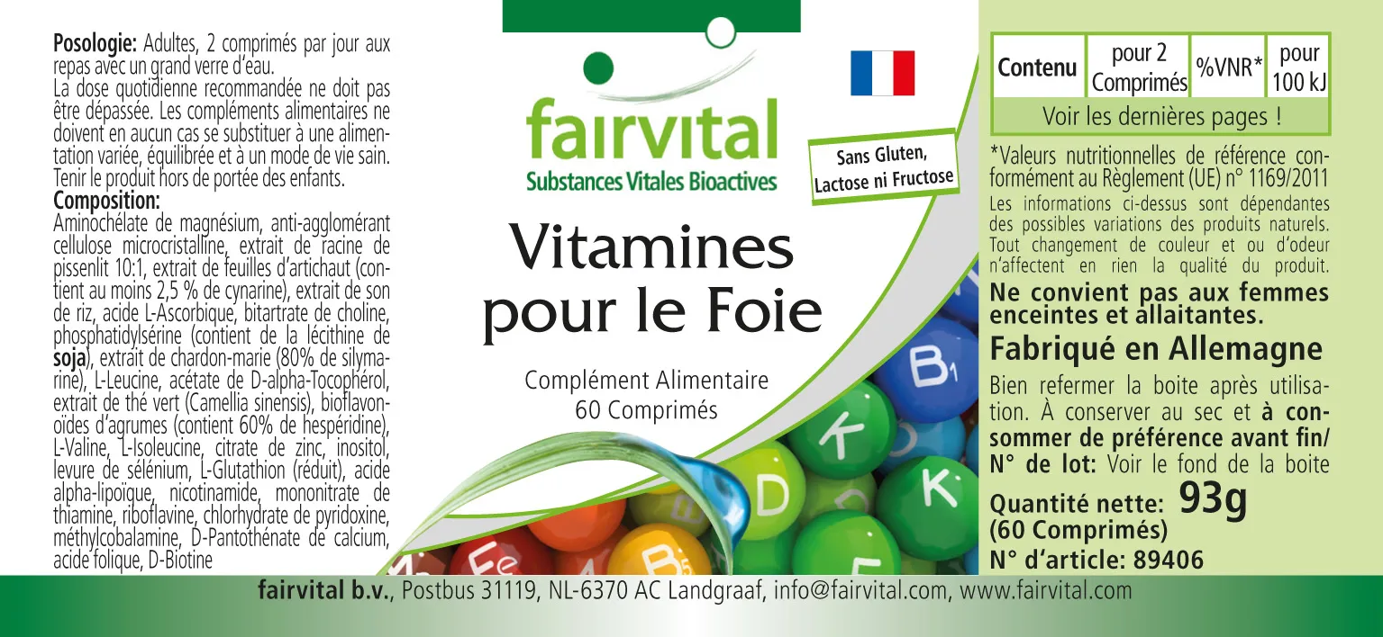 Vitamines pour le foie - 60 comprimés Vitamines pour le foie - 60 comprimés