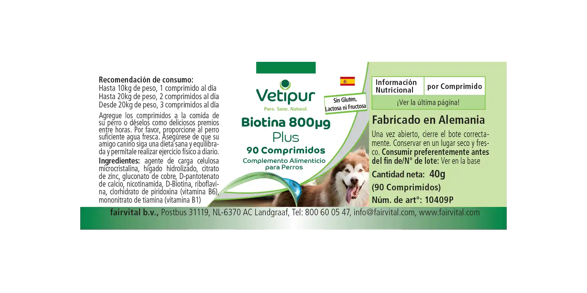 Biotina 800µg - 90 comprimidos para perros | Vetipur