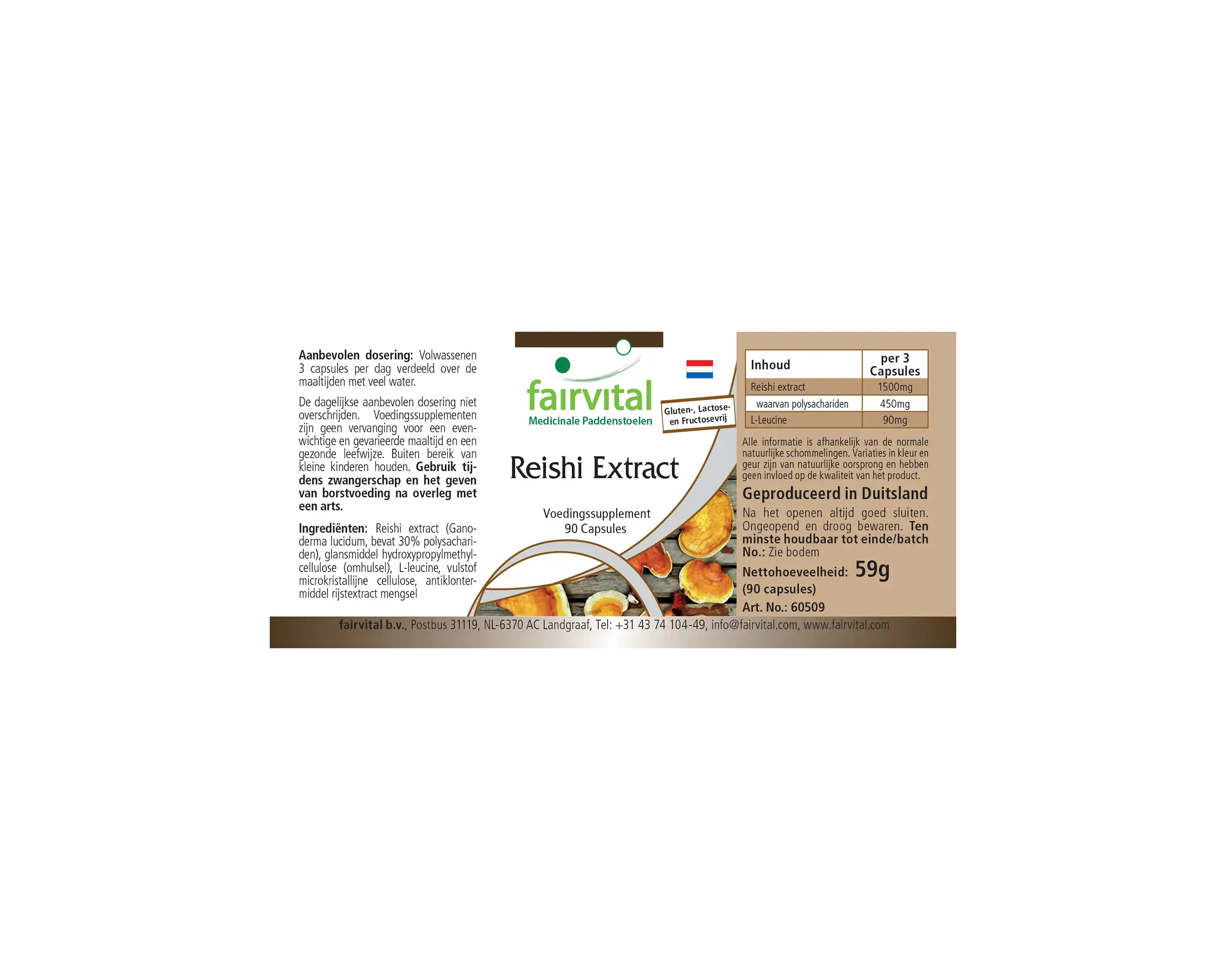 Reishi Extrakt - 90 Kapseln - Ganoderma lucidum - 30% Polysaccharide - Vegan | Fairvital